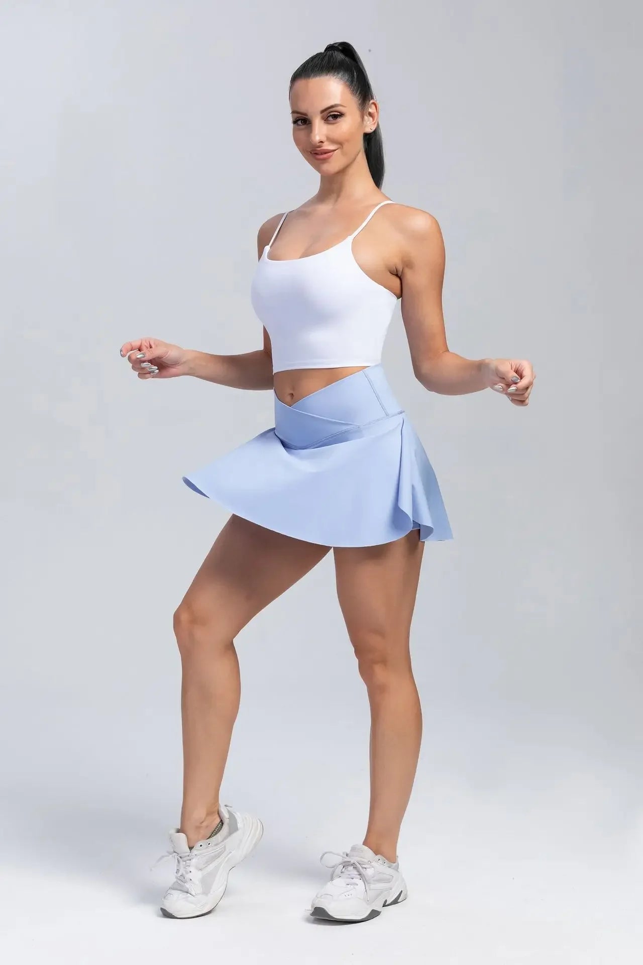 Women Fitness Shorts Skirts Yoga Seamless Leggings High Elastic Sports Fashion Gym Trainning Tennis Dresses High-Waist Skirts