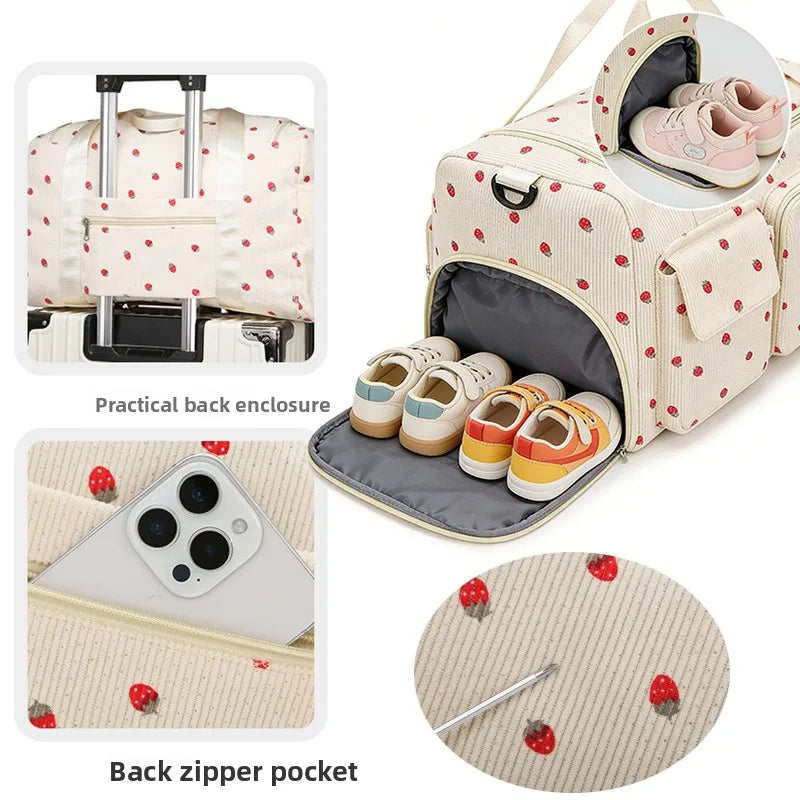 Corduroy Mommy Bag Large Capacity Waterproof Baby Diaper Bags Stroller Nappy Organizer Travel Carry Shoe Maternity Tote Bags