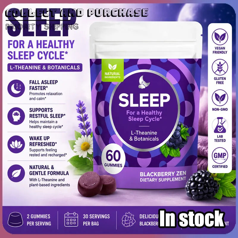 Sleep Gummies Contain L-Theanine & Botanicals Helps To Calm The Mind Promote Healthy Sleep Cycle Blackberry Flavor 60 Count