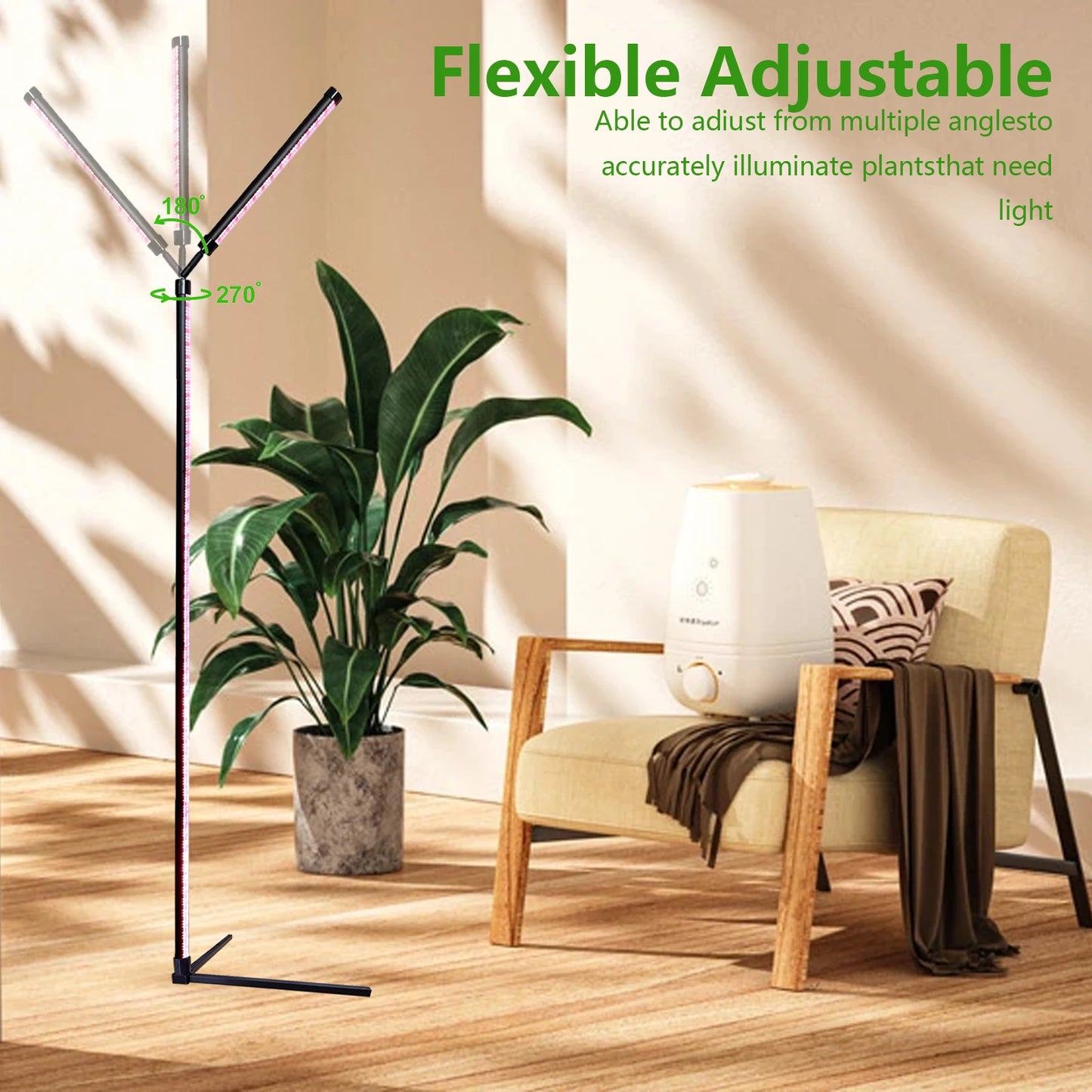 24V 80INCH Indoor Plant Growth Lamp Full Spectrum Seed Plant Lamp with Timer and Three Color Dimmable Floor Plant Growth Lamp