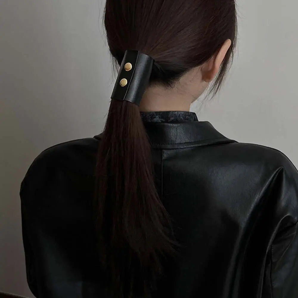 Hair Accessories Girl's Headwear Hair Wrap Korean Style Hair Cuff Ponytail Holder PU Leather Hair Band Women's hair clips