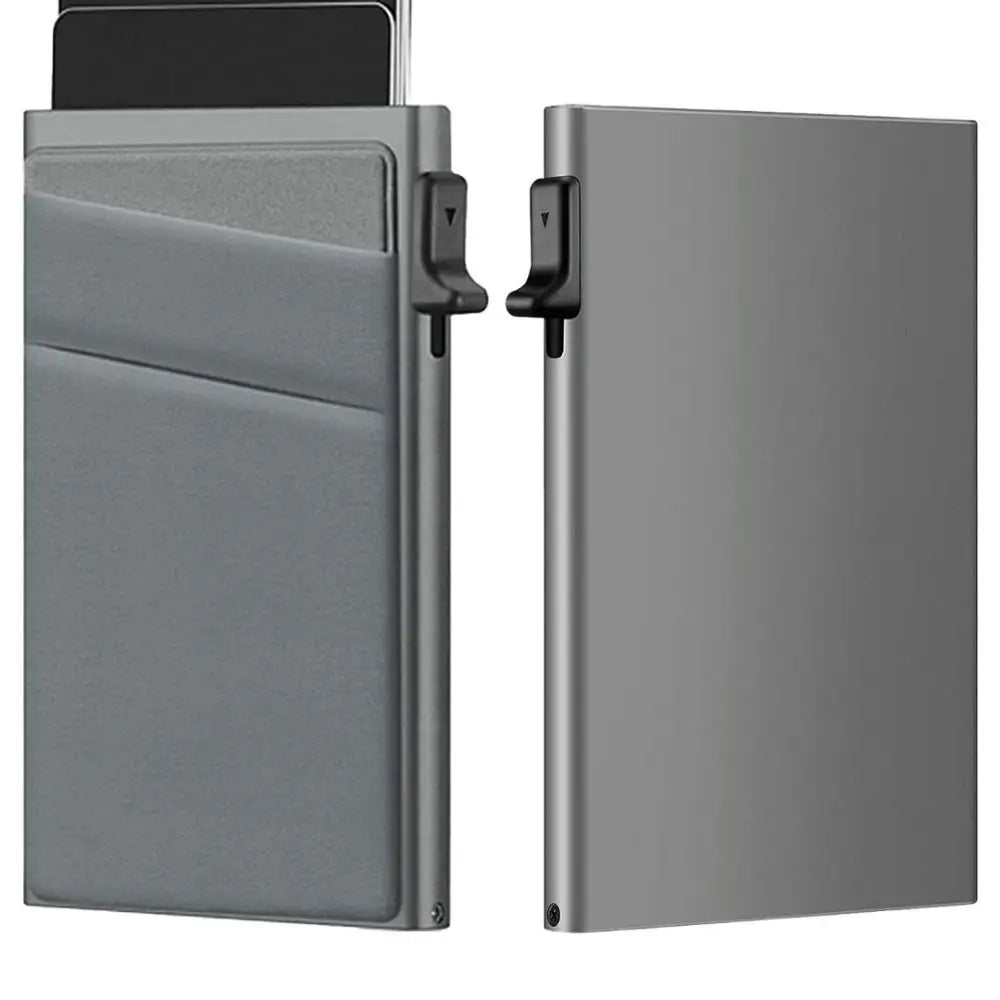 Automatic RFID Anti-Theft Card Holder Screw Reinforcement Metal Box Bottom Men's Card Box Aluminum Alloy Material RFID Blocking