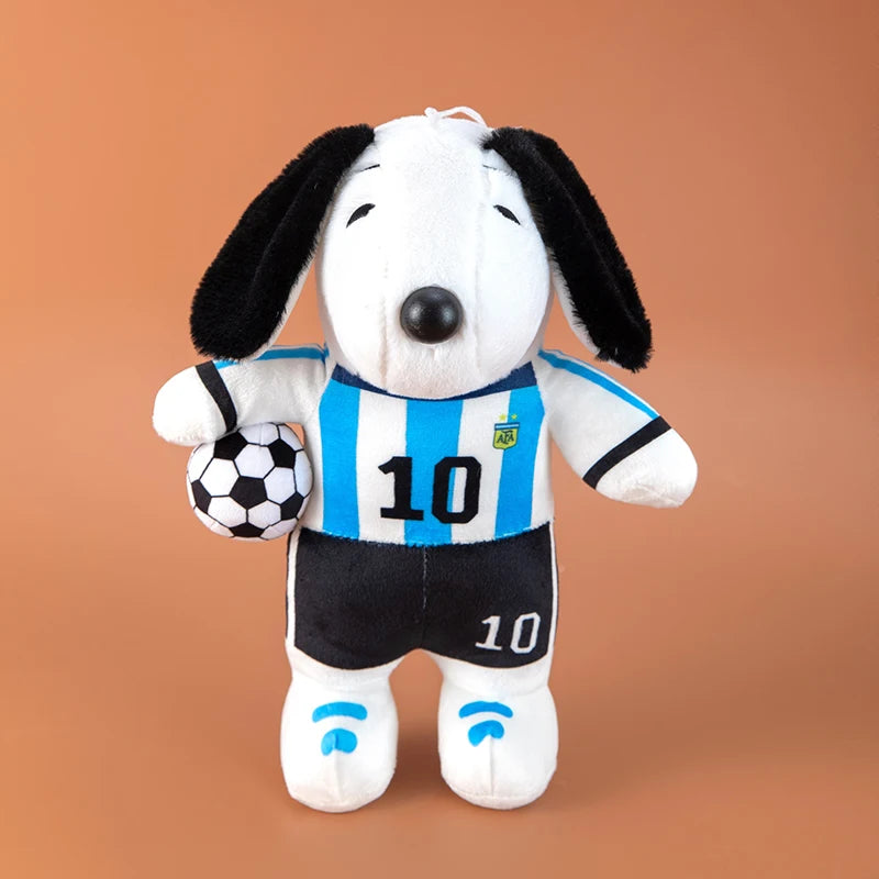 New Peanuts Snoopy Soccer cute Plush Toy Pendant Key Chain Team Jersey Stuffed Doll with Football for Kids Fans Birthday Gift