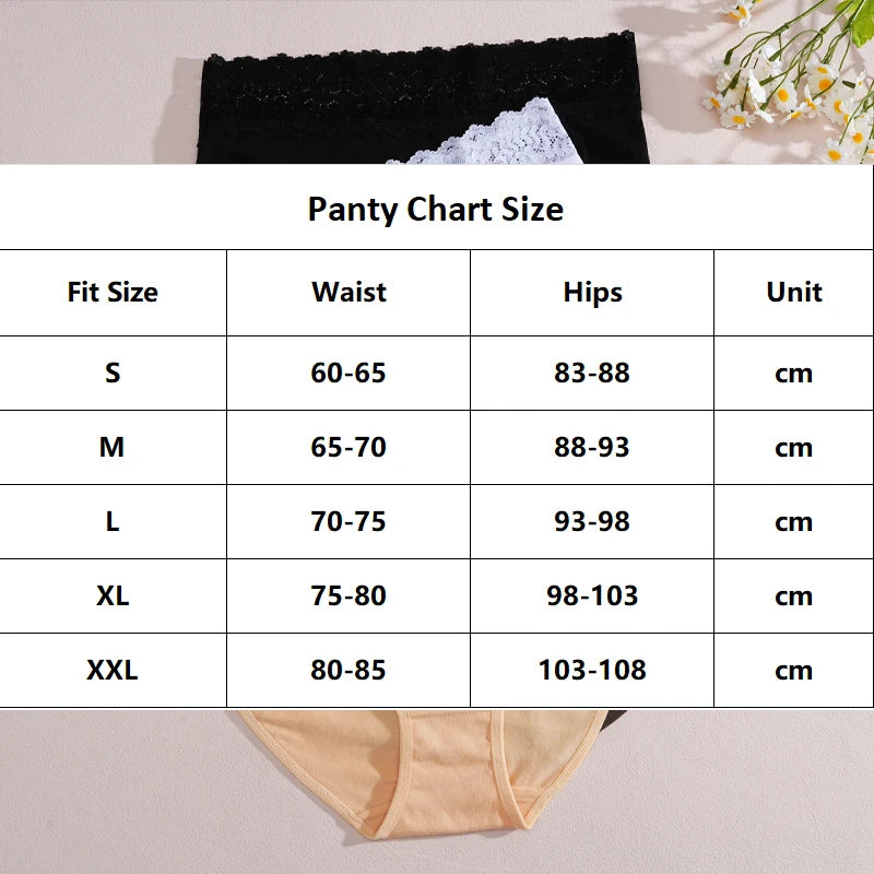FINETOO 2Pcs Women Cotton Seamless Underwear Sexy Lace Waist Patchwork Panties Female Solid Briefs Plus size Breathable Lingerie