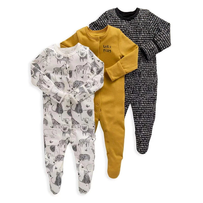 3Pcs Brand Newborn Baby Clothes Set Infant Boys Girls Romper Cotton Long Sleeve Pajamas Jumpsuit Toddler Outfits