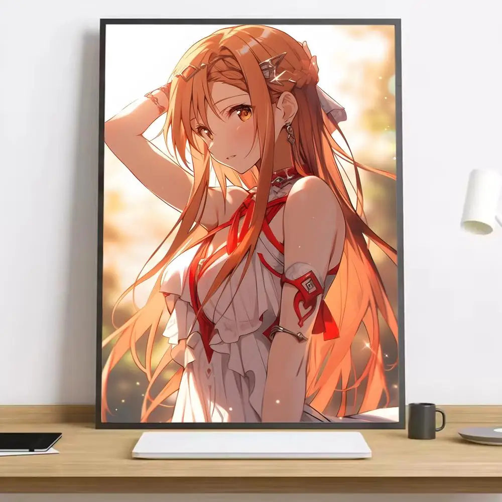 Anime Sword Art Online Kirito Asuna Painting Calligraphy HD Canvas Poster living room bedroom bar aesthetic decoration