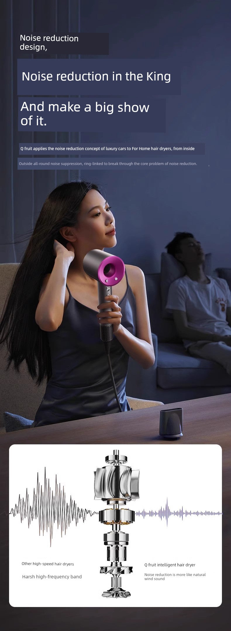 Hair Dryer For Home Negative Ion Top with High-Speed Hair Dryer Student High-Power Negative Ion Leaf-Free Hair Blowing Hair Dryer