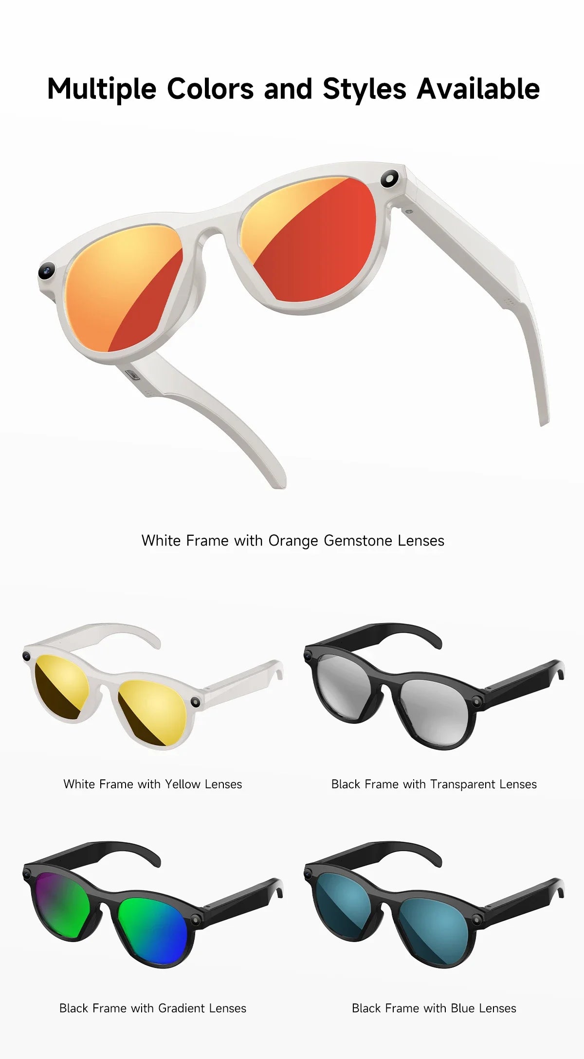 New Intelligent Ai Camera Glasses 200W Pixel HD Shooting Translation Bluetooth Call Intelligent Recognition Sunglasses Men Women