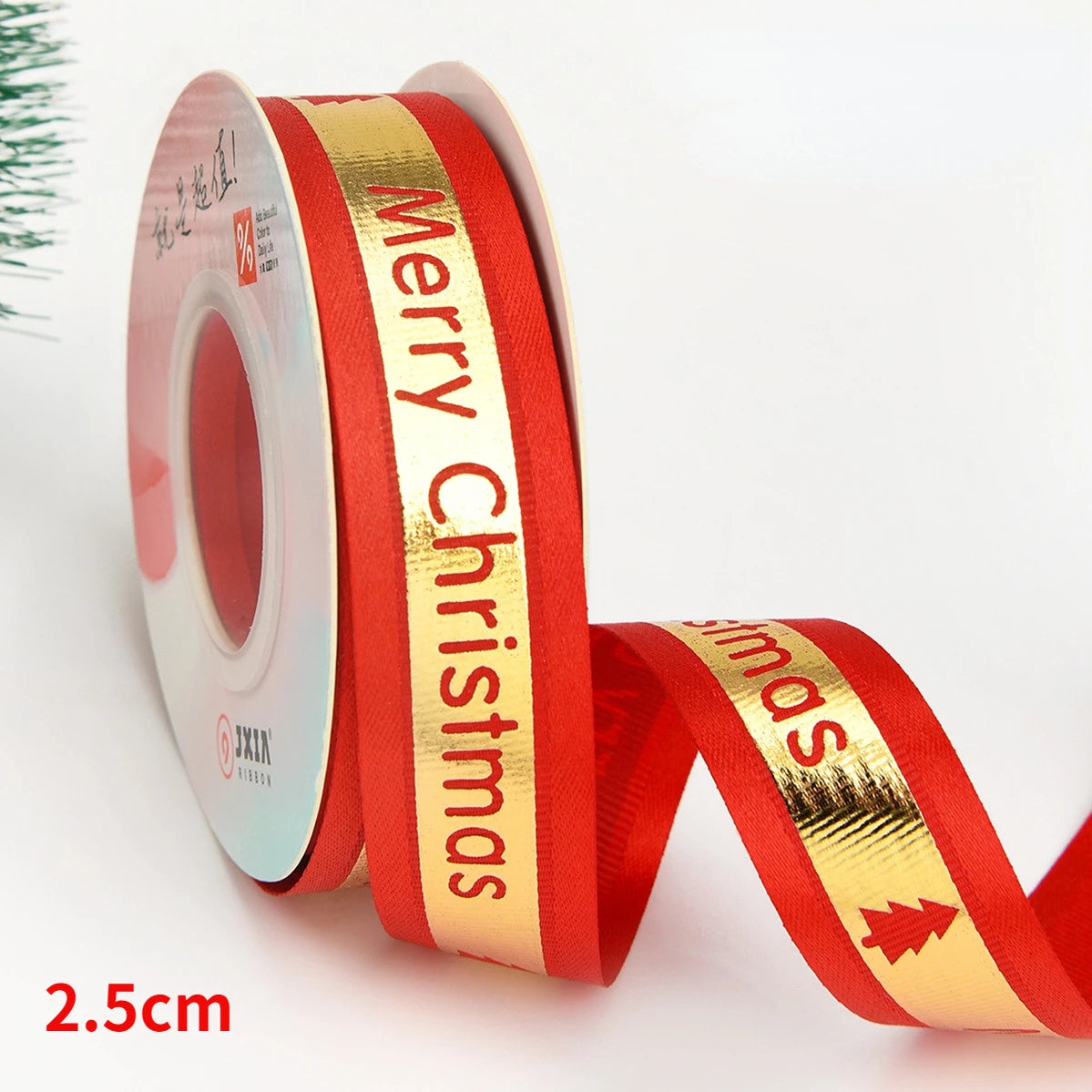 5yards Christmas Ribbon Printed Christmas Polyester Ribbon For Handmade Design Christma Decoration DIY Cake Bouquet Gift Packing