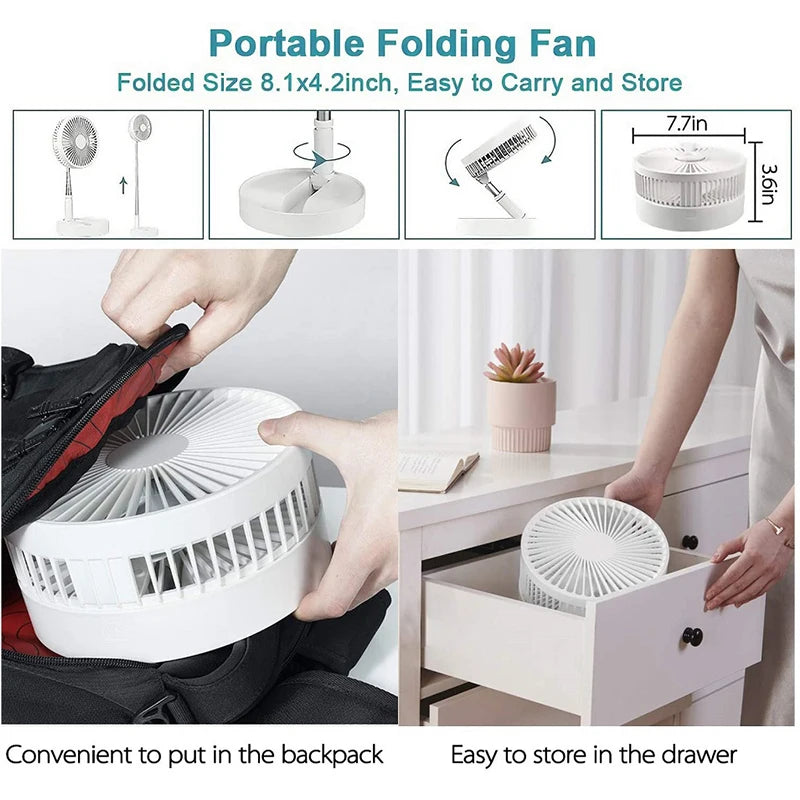 Retractable Fan USB Charging Telescopic Foldable Portable Mini Electric Fan Dormitory Outdoor Cooling Appliances Adjustable Fans