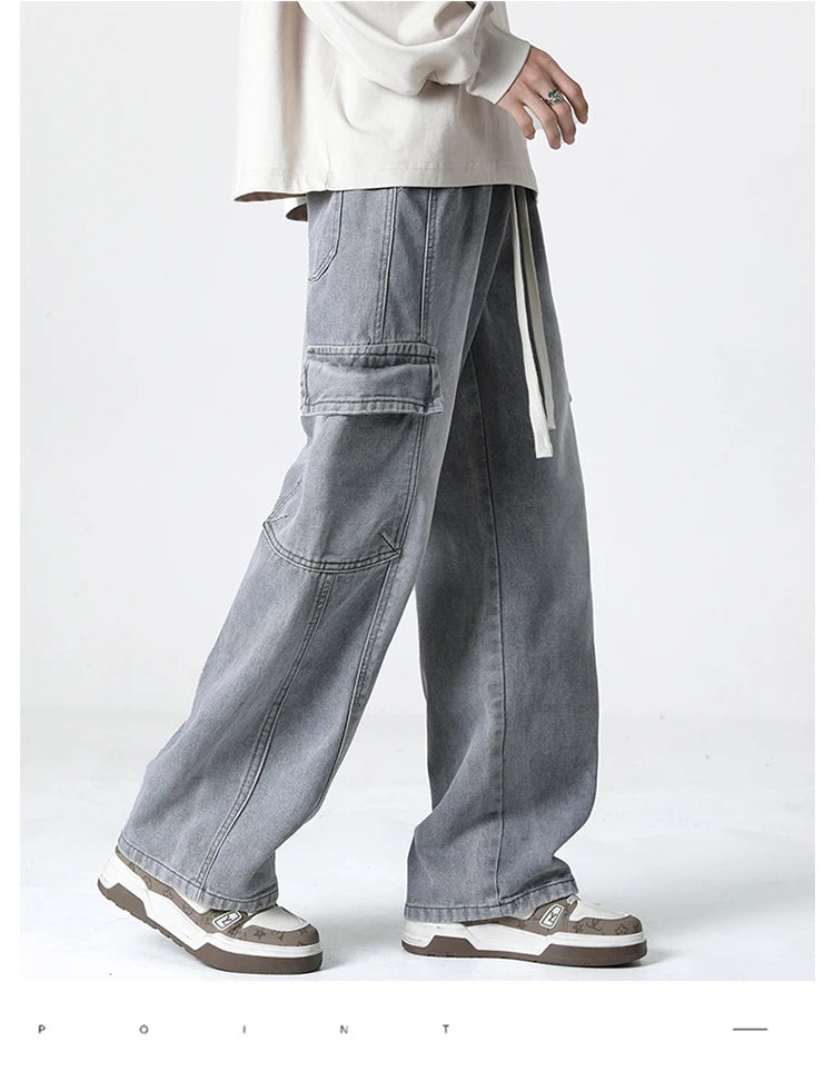 2025 Spring and Summer Men's Jeans Comfortable Versatile Workwear Military Straight Jeans Men's Fashion Trend Classic Style
