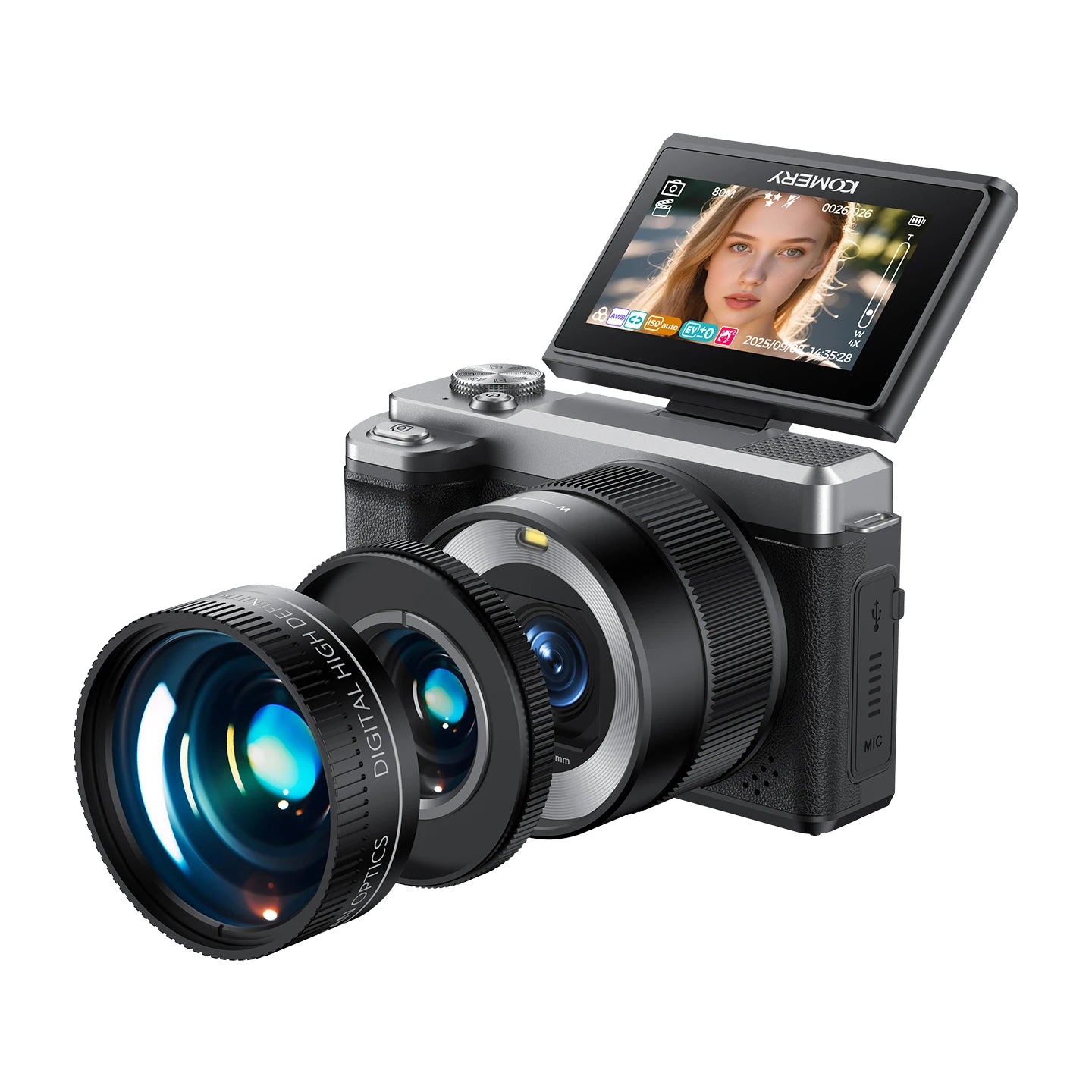 5K Digital Camera Auto Focus 80MP Vlogging Camera for YouTube and Anti-Shake Video Camera with Flash Dual Lens Selfile Camcorder