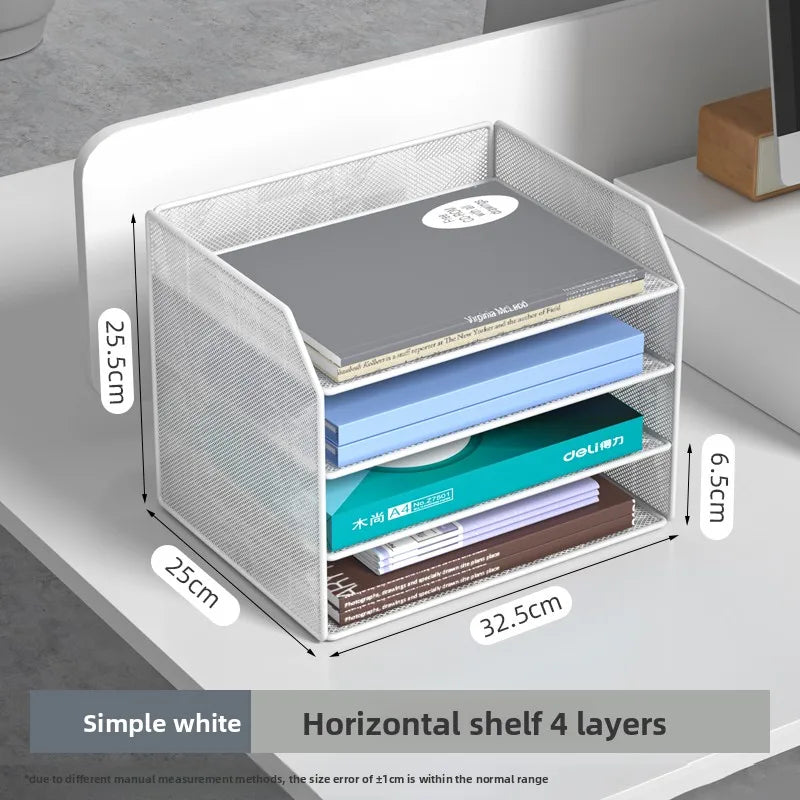 4 Trays Paper Organizer Letter Tray with Handle-Mesh Desk File Organizer, Paper Sorter Desk Organizer for Office, Home or School