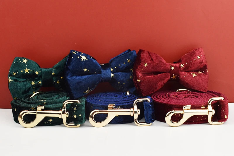 Luxury Personalized Dog Collar  Leash set custom，custom Logo detachable dog bow tie collar designer dog collar and leash set