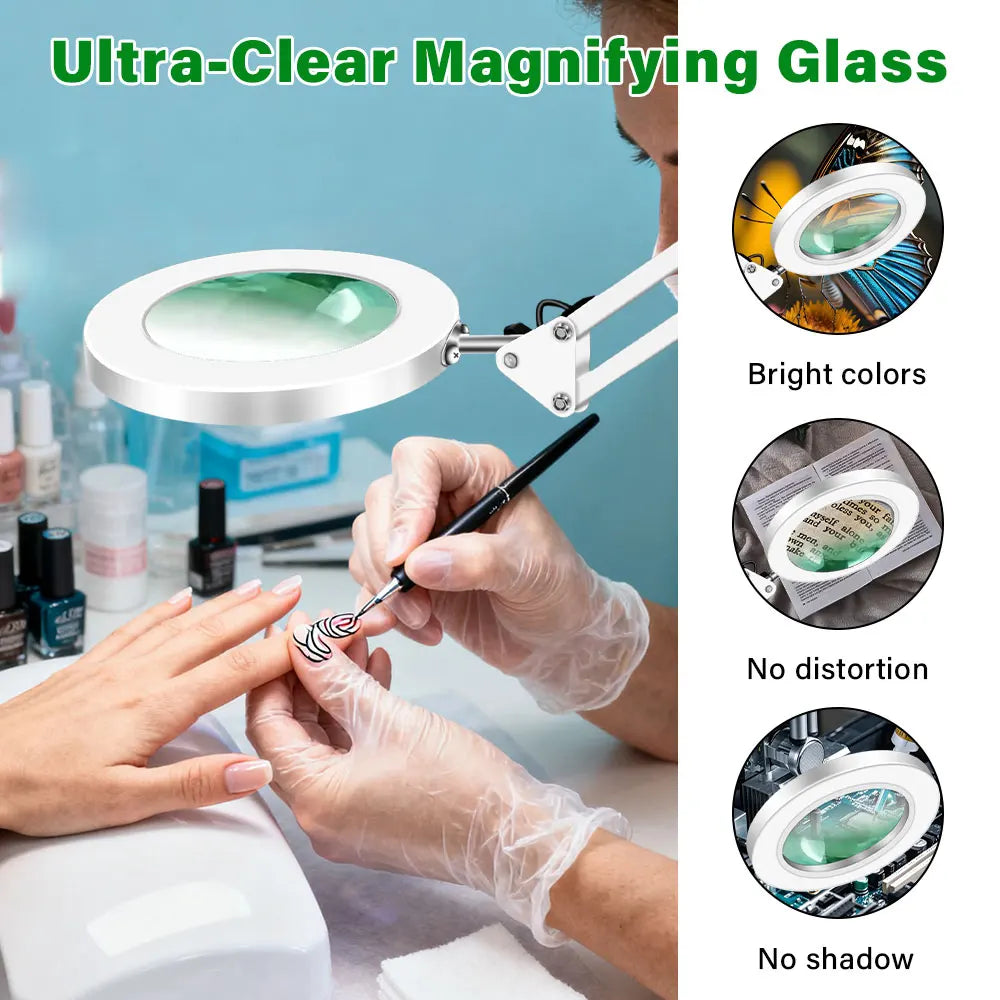 USB Powered Magnifier Desk Lamp 8X/10X Magnification 72 LED 3 Color Temperature Modes for Soldering Watch Repair and Beauty Care