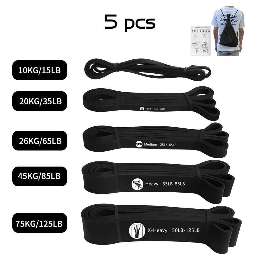 Workout Pilates Latex Resistance Band Sport Fitness Exercise Elastic Band Heavy Duty Strength Pull Up Crossfit Gym Equipments