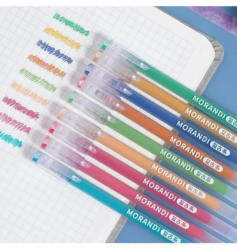 Languo 198/6 PCS Morandi Gel Pen Student Diary Scrapbook Painting DIY Gel Pen Set Coloring Book Drawing Pen School Supplies