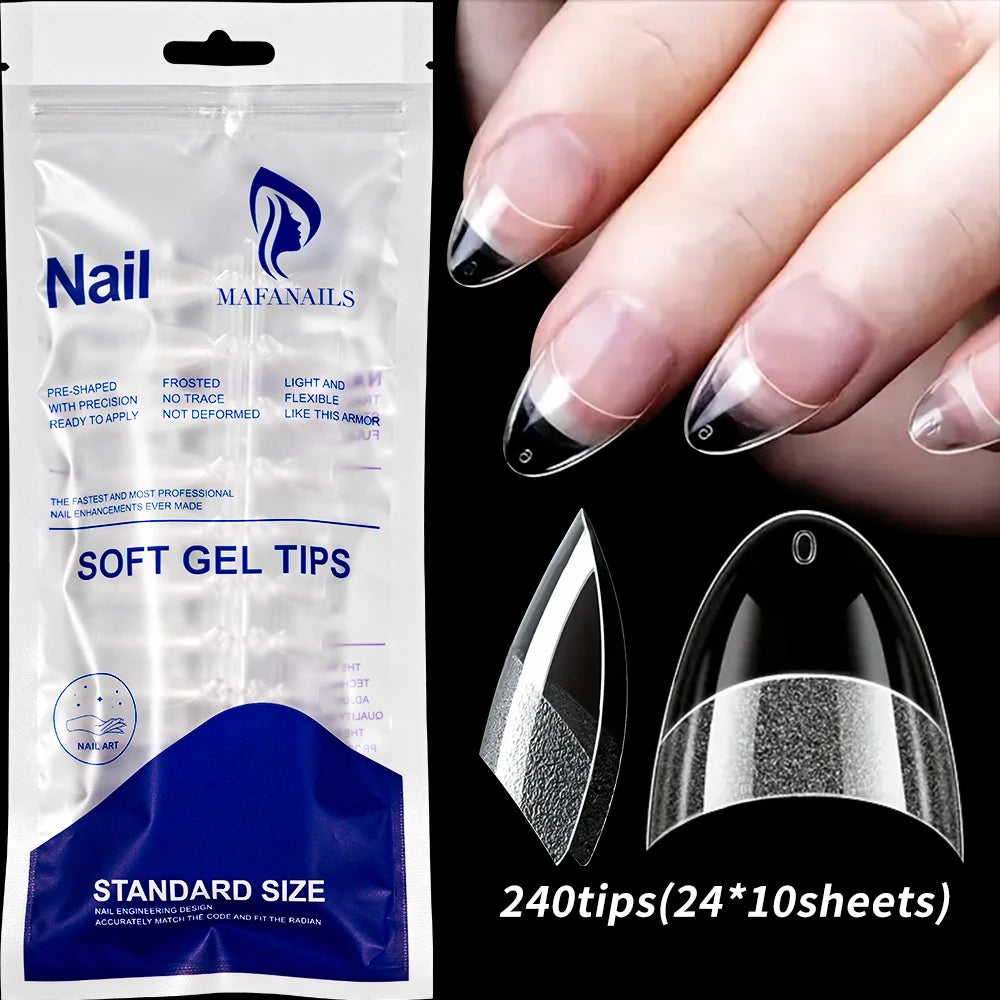 100Pcs Clear Short Square Nail Tips Half Cover Soft Gel French Fake Nail Tip Artificial Acrylic Press-Ons for Nail Extension DIY
