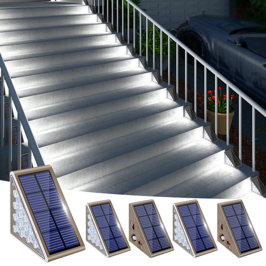 Solar Step Lights Outdoor Waterproof IP67 Solar Powered Stair Lights Triangle Solar Deck Lights for Outside Garden Patio Yard
