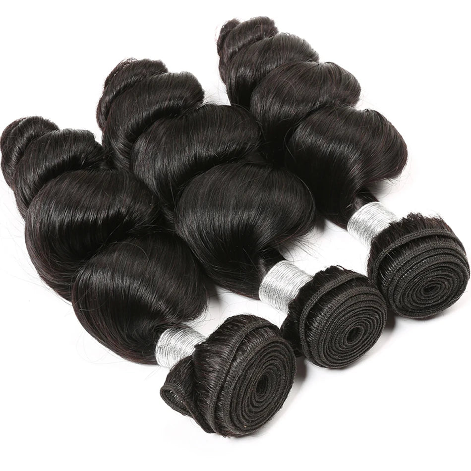 Malaysian Loose Wave Bundles With Frontal Unprocessed Virgin Human Hair Closure and 3 4 Bundles Loose Wave Bundles With Closure