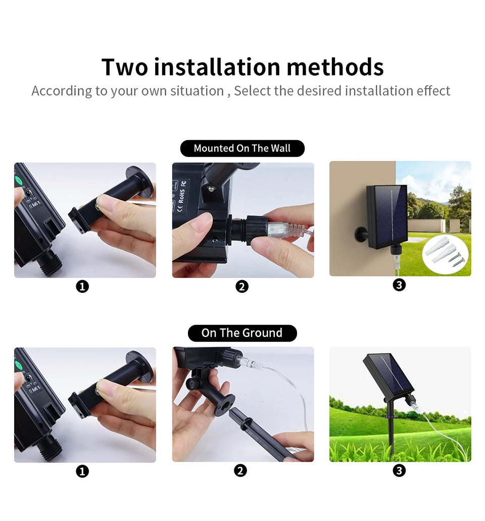 Large Size Solar Panel LED Solar Light Copper Wire Fairy Lamp String 50M 100M Outdoor Waterproof Garden Garland Christmas Decor