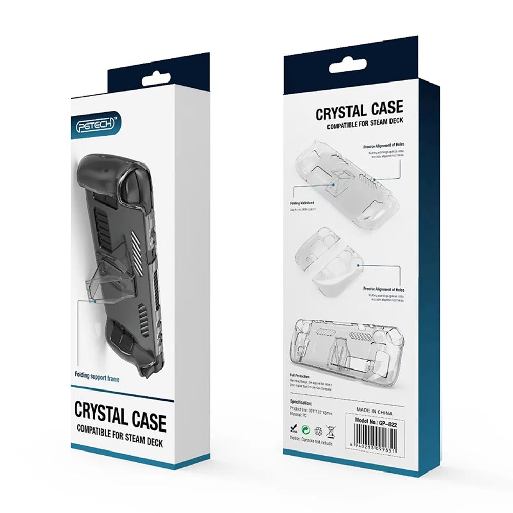 Hard PC Crystal Clear Protective Cover Anti Slip Transparent Host Split Cases Accessories Detachable with Support for Steam Deck