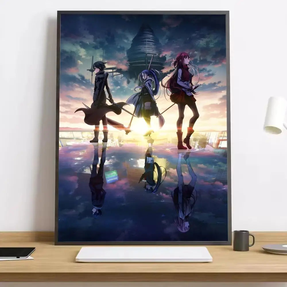 Anime Sword Art Online Kirito Asuna Painting Calligraphy HD Canvas Poster living room bedroom bar aesthetic decoration