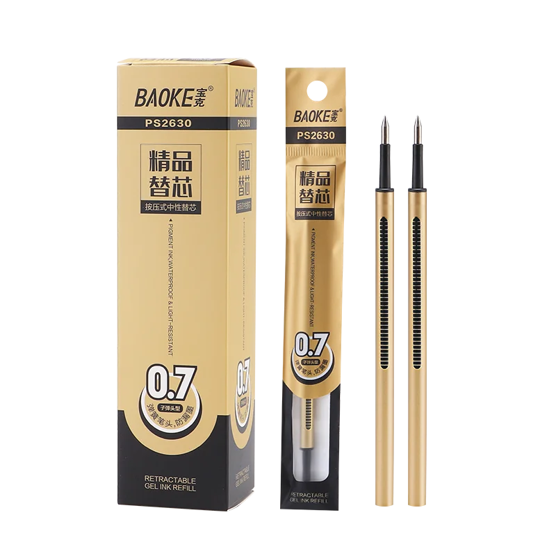 BAOKE PM180 Luxury 0.7mm Metal Gel Ink Pen Set Black Ink 6 Barrel Color Smooth Writing Bullet Tip For Office , Gift，Writing
