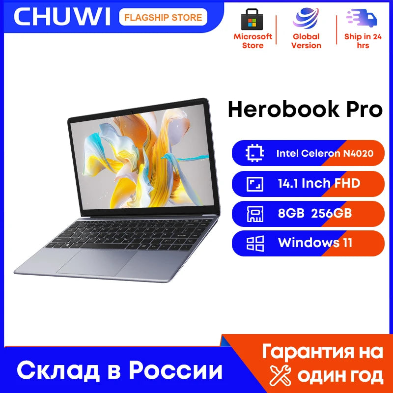 CHUWI 15.6" HeroBook Plus Chuwi 14.1" HeroBook Pro Laptop Intel N4020 8GB RAM 256GB SSD 1920*1080P Computer Windows 11 Laptops