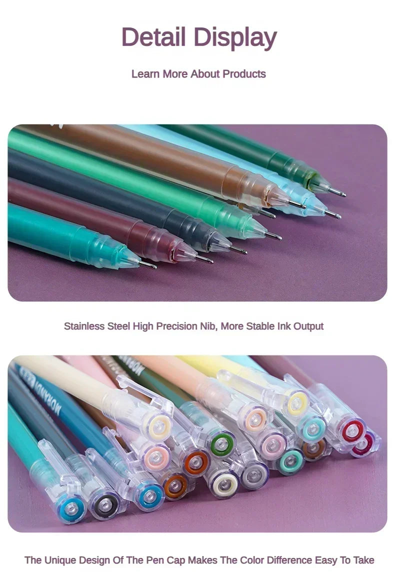 Languo 198/6 PCS Morandi Gel Pen Student Diary Scrapbook Painting DIY Gel Pen Set Coloring Book Drawing Pen School Supplies