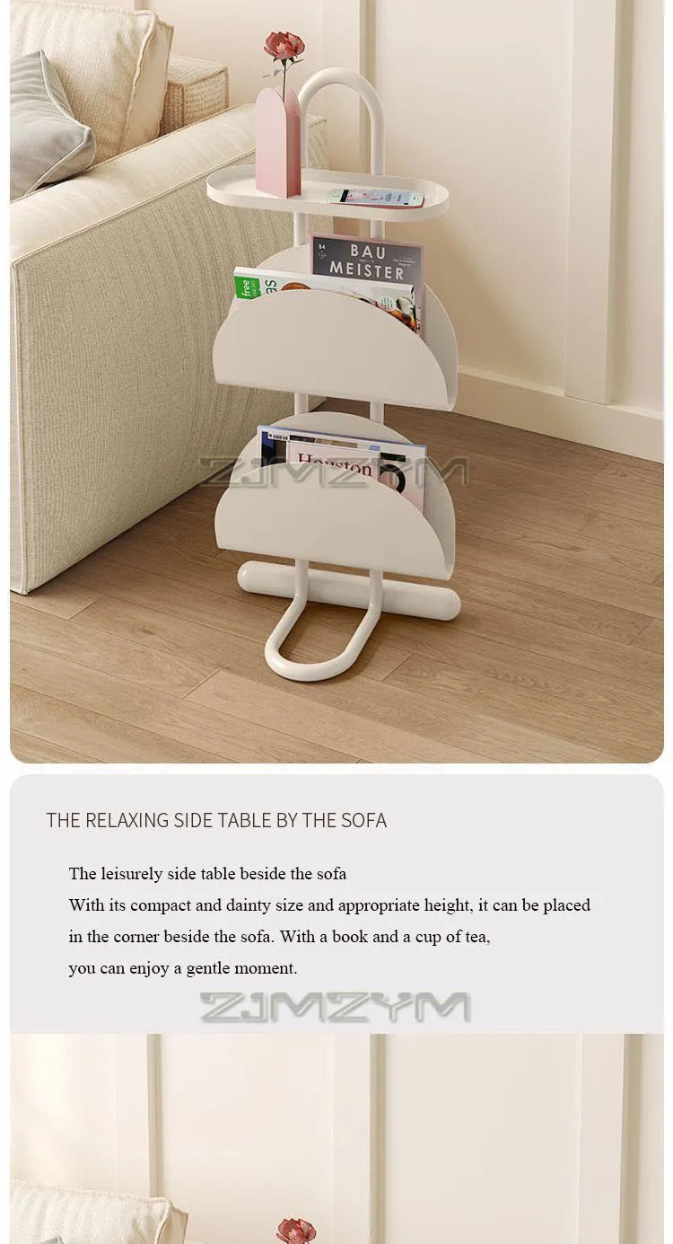 3-Tier Save Space Side Table Removable Sofa Side Cabine Living Room Balcony Coffee Table Magazine Bookcase Bedroom Bedside Shelf