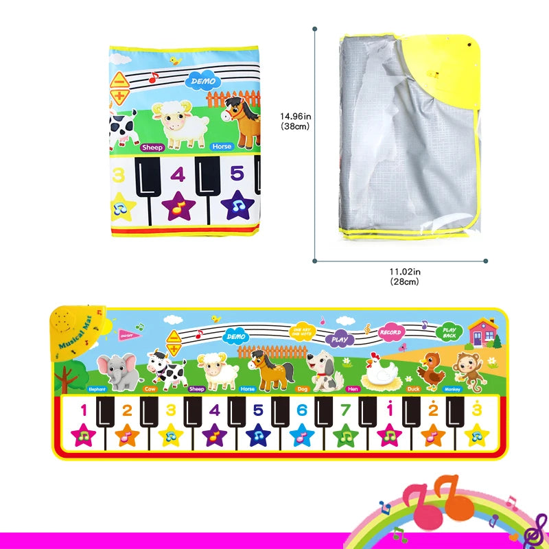 Kids Musical Carpet Baby Toddlers Fitness Keyboard Piano Mat Music Play Instrument Montessori Education Toys Gift for Girl Boy