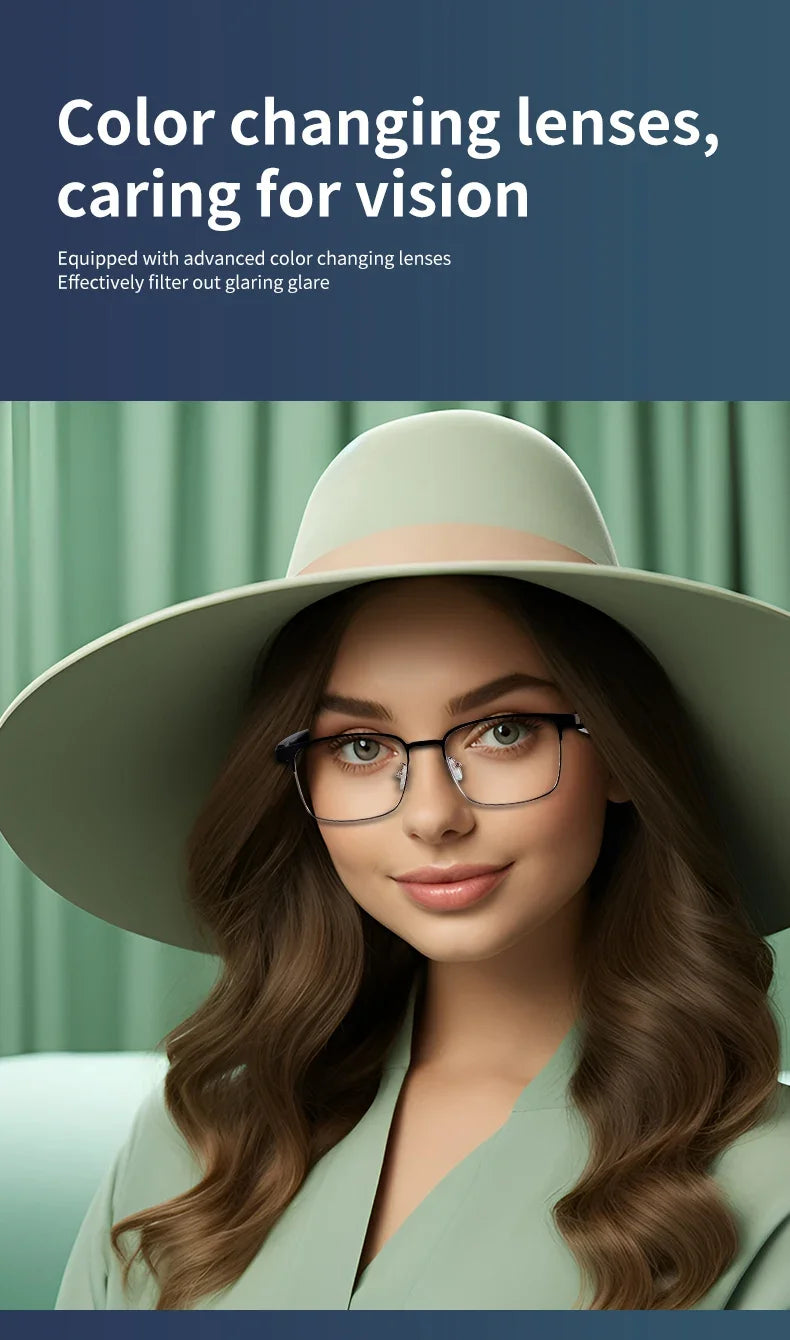 CLLOIO Wireless Bluetooth Smart  Glasses Men Myopia Prescription Photochromic Sunglasses Women Anti Blue Ray Reading Glasses