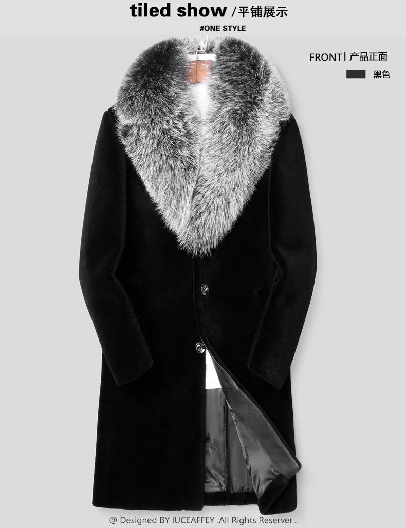 2024  Men's Imitation Fur Liner Winter Warm New Fur One-piece Coat Imitation Mink Fleece Mid-length Fur Coat  Men Jacket