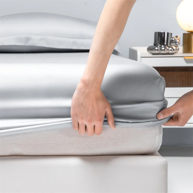 Premium Egyptian Cotton Bedding Fitted Sheet Elastic Band Around Mattress Cover Double Queen King Size Bed Cover No Pillowcase
