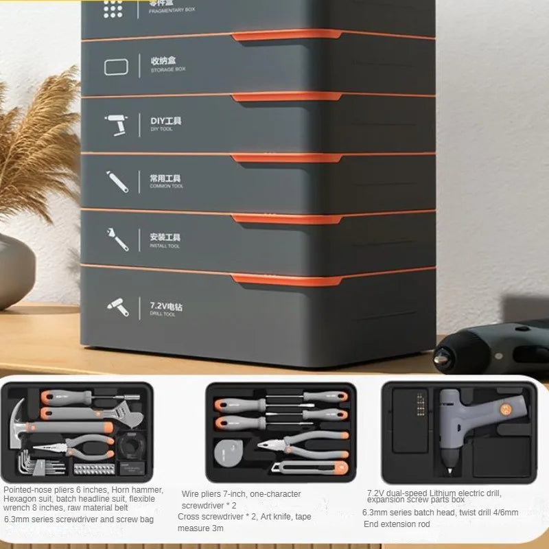 Daily Household Hand Tool Sets Multifunctional Hand Tool Sets Wire Cutter Hammer Lithium Electric Drill Emergency Repair Tools