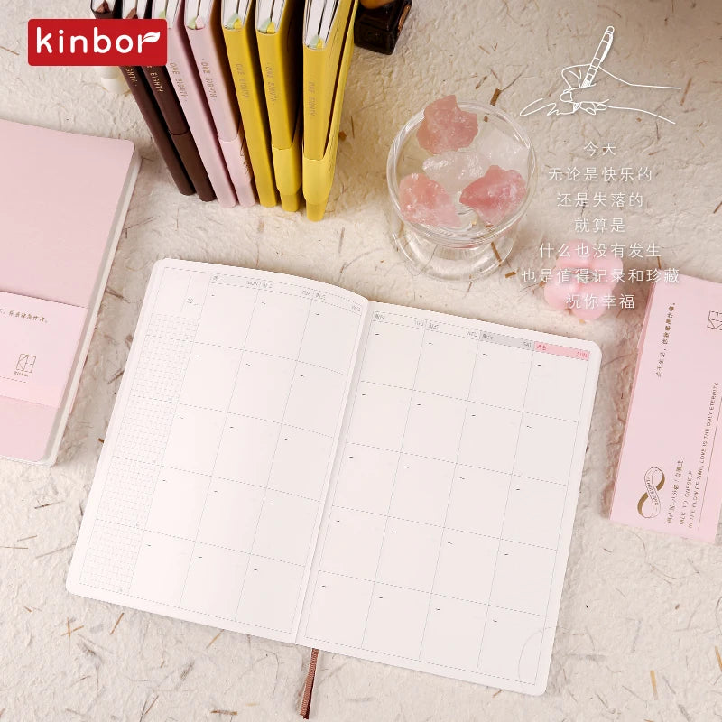 Kinbor 2026 A5 Efficient Planner Notebook,2 Days per Page with Habit Tracker,To-Do Lists&Time Management for Workplace, College