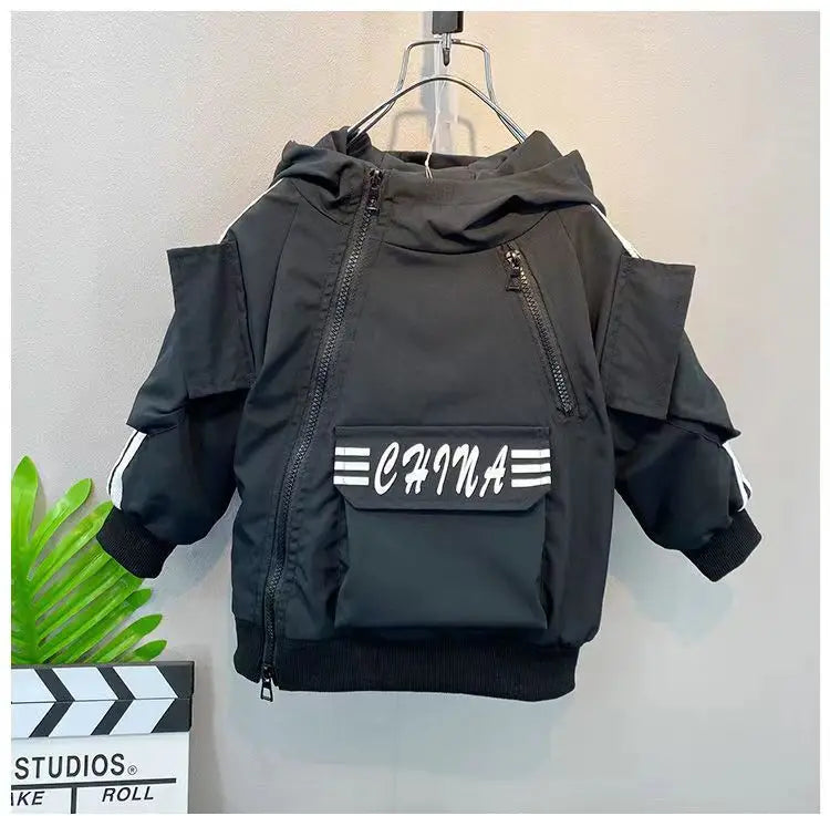 Baby Boys' Clothing Set Spring and Autumn New Handsome Children's Hooded Jacket Pants Two Piece Clothing Sports Set 2-9Y