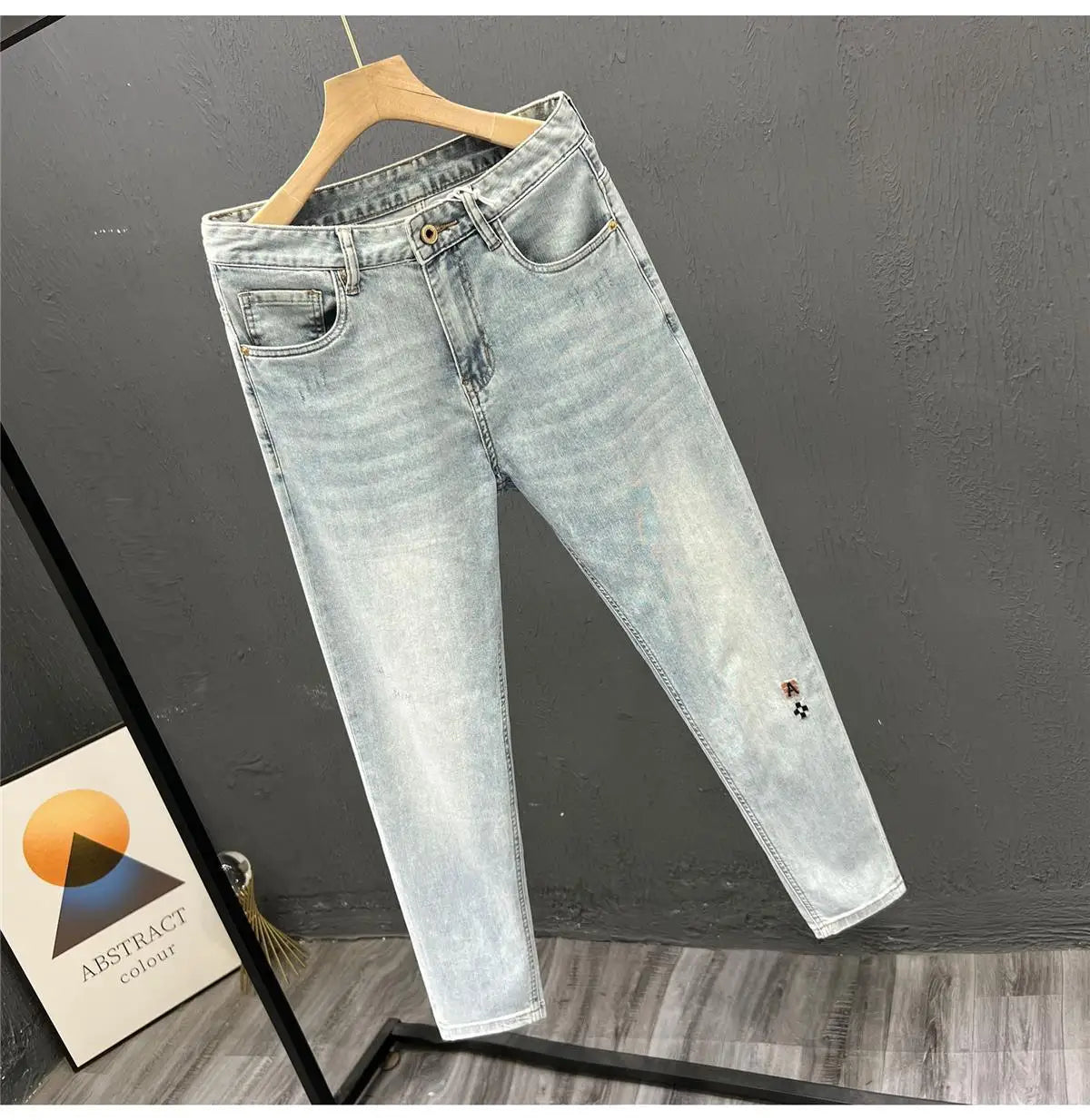 New Stylish Men's Denim Jeans Fashion Skinny Pants Summer 2023 Cowboy Casual Long Embroidery Washed Luxury Clothing for Men