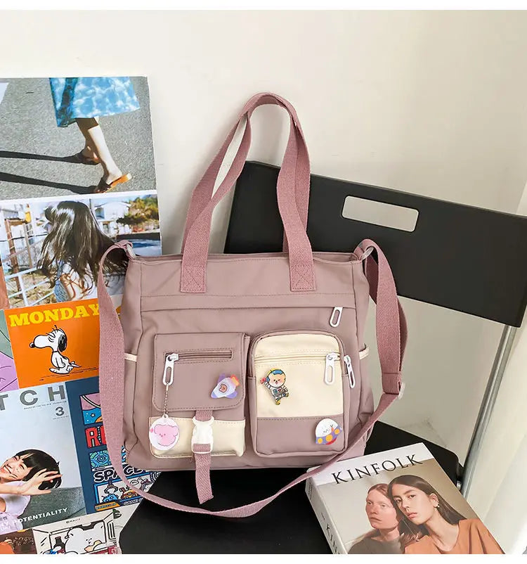 Canvas Handbags Messenger Bags for Women Waterproof Nylon Tote Shoulder Bag Oxford Ladies Handbag Crossbody Bag Girl Satchels
