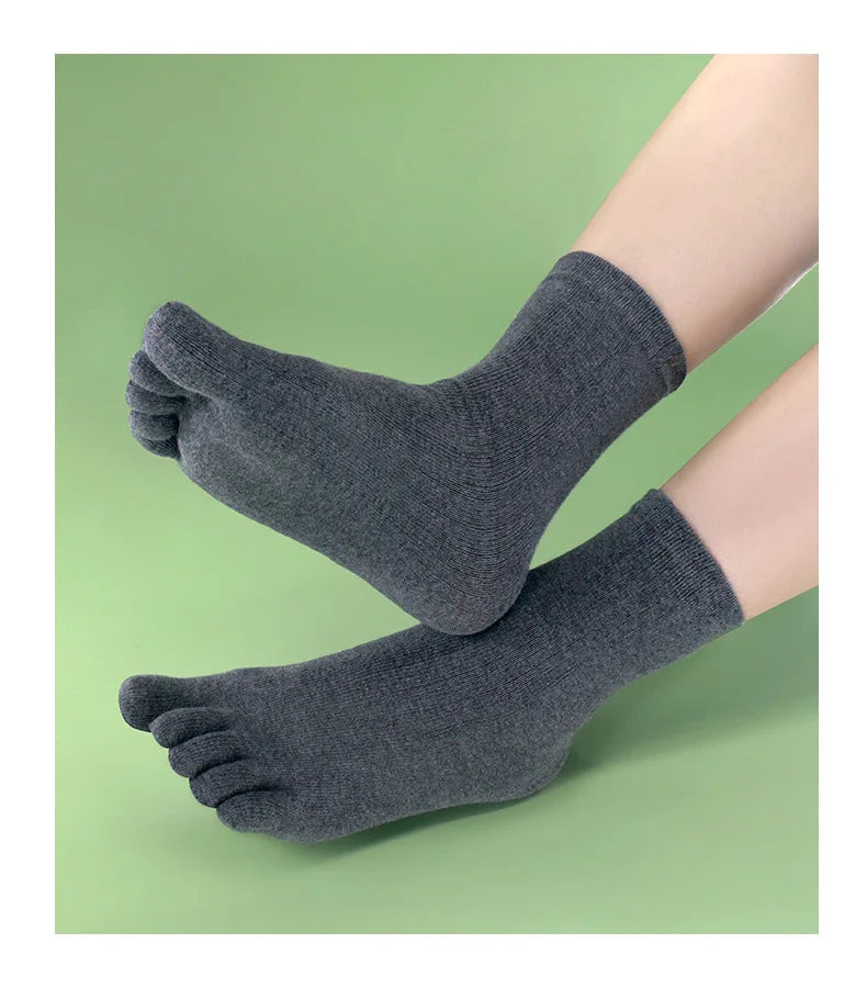 Toe Socks Men cotton Five Fingers Socks Breathable Short Ankle Crew Socks Sports Running Solid Color Black White Grey Male Sox