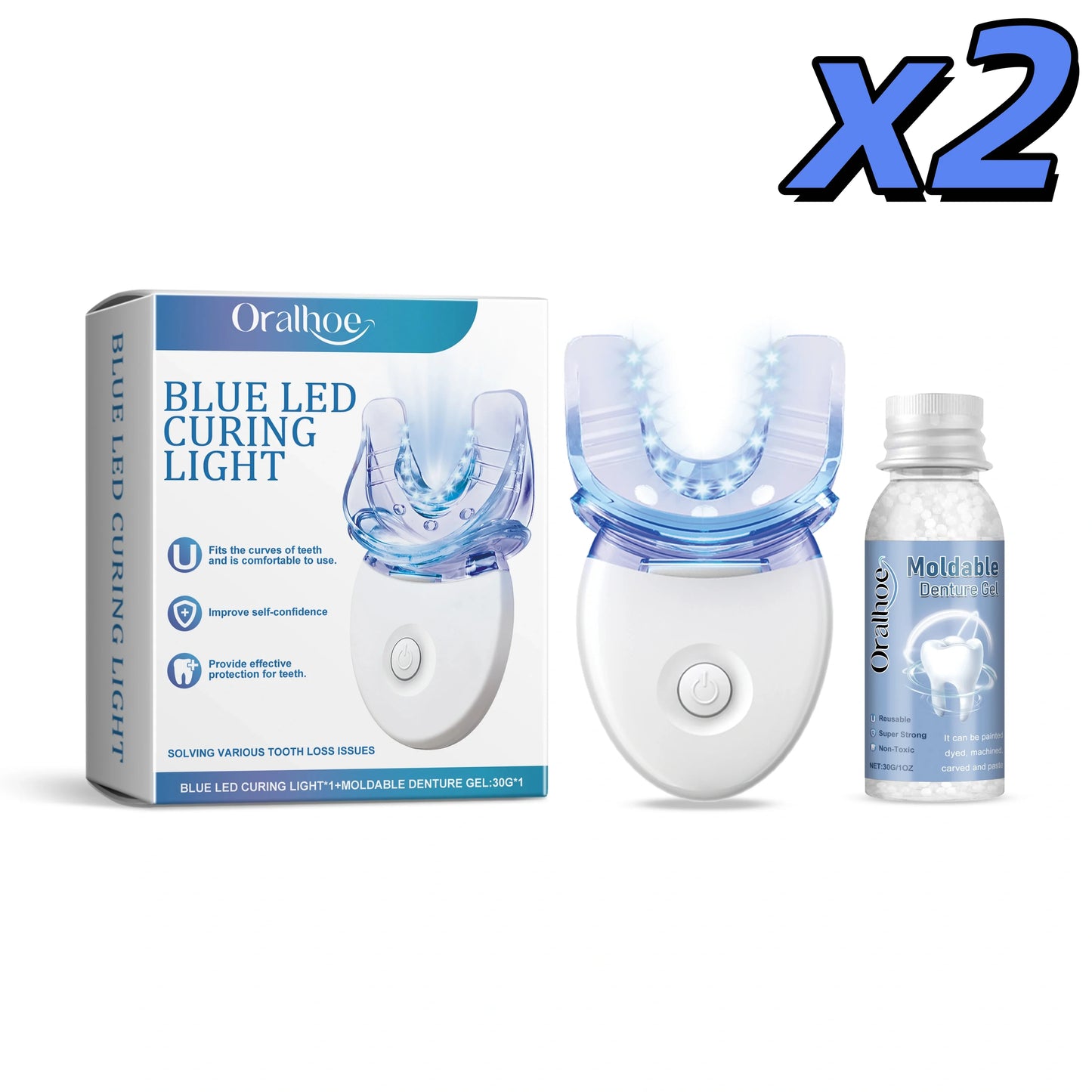 Teeth Whitening Kit Portable Teeth Cleansing Device Mild Tooth Filling Home Convenient Blue LED Curing Light Dental Repair Kit