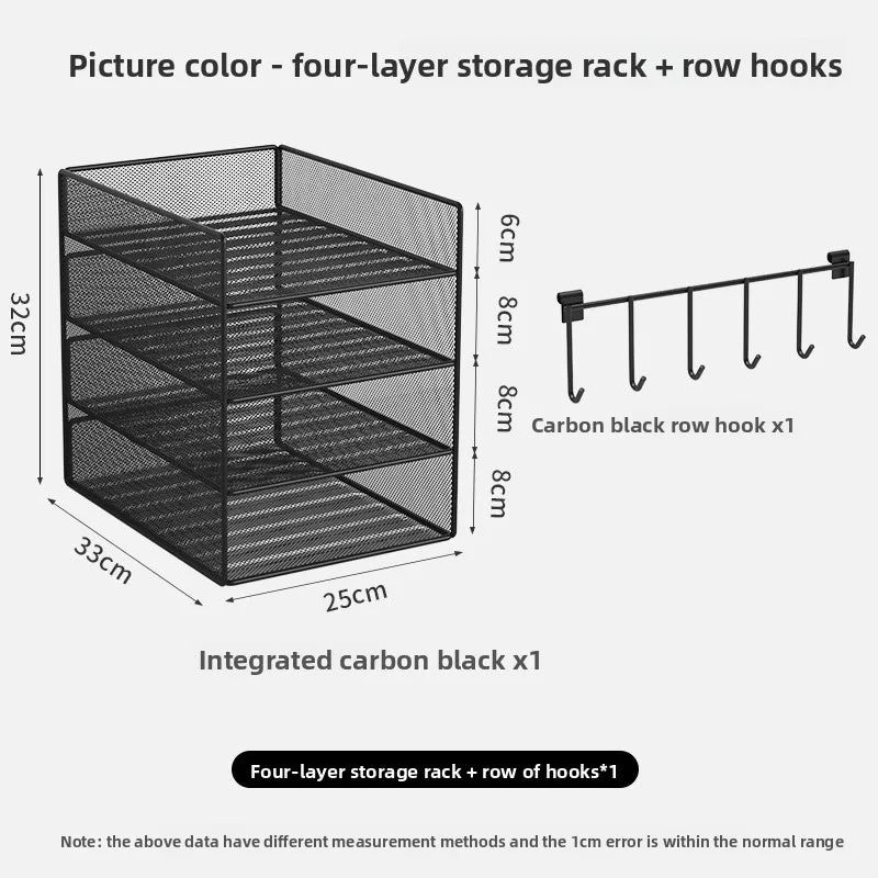 4 Tier Metal Paper Tray Desk Organizer, Stackable File Trays for Office Home, Multi-Functional Document Tray with Grid Design.