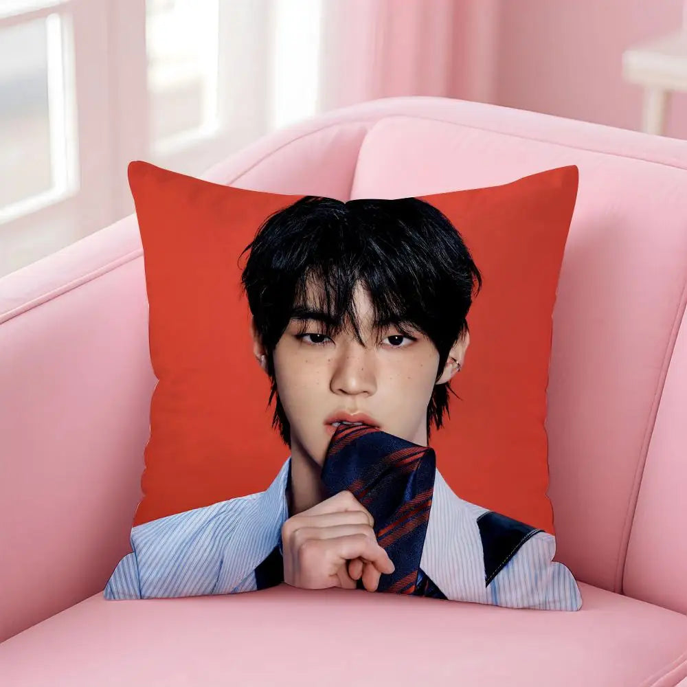 Kpop Handsome Singer K-Kim Do-hoon Cushion Cover Pillowcase Short Plush Invisible zipper Room Sofa Cushion Cover