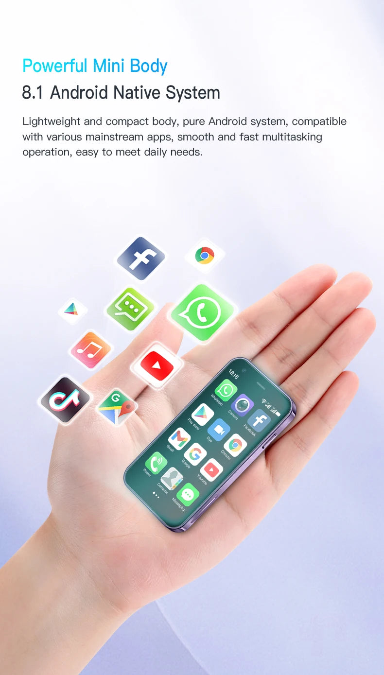 Mini Android Smartphone, Dual SIM Dual Standby, 2+16GB RAM, Android 8.1 System, GPS Supported, Touchscreen, WiFi Connectivity