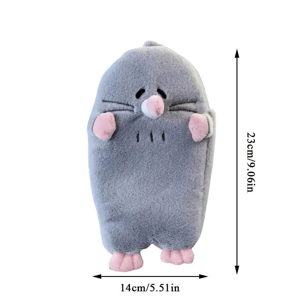 New Portable 3D Mole Pencil Case Plush Cartoon Large Capacity Stationery Bag Creative Cute Doll Stationery Case Dirty Resistant