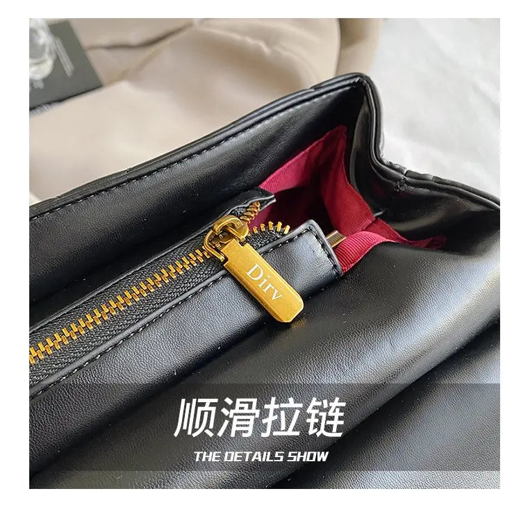 Square Vintage Leather Crossbody Bag Women Handbag Designer Shoulder Tote Purse Classic Diaper Bag