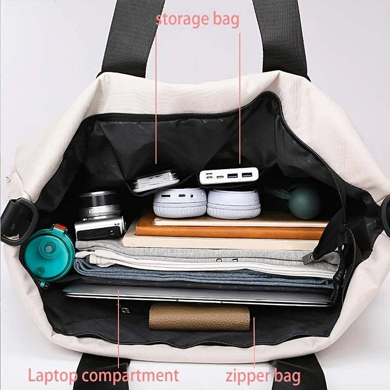[Large Capacity Travel Tote] Large Capacity Travel Tote Bag, Lightweight Luggage Carry-on, Gym Bag with Shoulder Strap