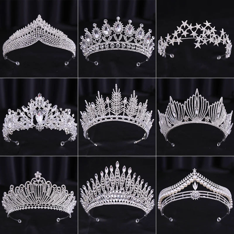 Bridal Wedding Hair Accessories Silver Crystal Hair crown alloy diamond crown women's fashion high-end atmospheric headdress