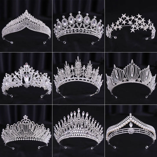 Bridal Wedding Hair Accessories Silver Crystal Hair crown alloy diamond crown women's fashion high-end atmospheric headdress